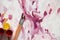 painting on canvas pink peonies painted with paints, works of art, painting peony