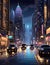 A painting of city lights at night, twinkling lights and bustling streets, cars, buildings, night scene, wallart, digital painting