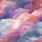 a painting of clouds in a pink blue and purple color scheme