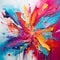 A painting of colorful paint splatters