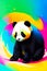 a painting of a cute panda with a colorful background generative ai