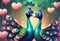 Painting of a cute peacocks in beautiful forest Generative AI