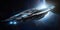 The painting depicts a spaceship with an unusual shape. ufo, alien ship, space station