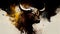 a painting drawing of aggressive buffalo bull by watercolor dark style, Generative AI, illustration