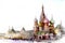 Painting and Drawing with oil color of moscow city, St. Basil`s Cathedral and Kremlin Walls and Tower in Red square in