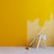 Painting empty room wall in yellow.Concept for home renovation