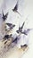 a painting of a flock of birds flying in the sky. generative ai