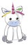 The painting of a foil unicorn balloon from spritz toy, vector or color illustration