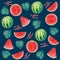 Painting fruit summer watermelon collection, isolated
