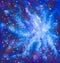 Painting Galaxy in space, Blue cosmic glow, beauty of universe, cloud of star, blur background, illustration artwork canvas.