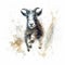 A painting of a goat jumping in the air. Generative AI image.