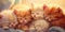 A painting of a group of kittens sleeping together. Generative AI image.