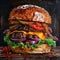 Painting of a Hamburger With Cheese and Onions