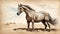 A Painting of a Horse Standing in the Desert. Generative AI.