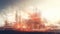 painting ideas Oil refinery at twilight - petrochemical industry.Future factory plant and energy industry devotion concept.