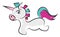 Painting ideas of a unicorn set on isolated white background viewed from the side, vector or color illustration