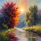 painting images of beautiful impressionist landscape.