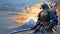 painting a knight sword mountains in the background Shadows of the Rising Sun The Faceless Eagle\\\'s