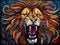 A painting of lion& x27;s roar that conveys the power and majesty of lion, energy, colorful, printable, animal, abstract, wallart