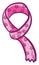 Painting of a long floral scarf in the lovely pink color, vector or color illustration