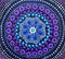 Painting, mandala, bright colors. Lilac on black.