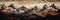 A painting of a mountain range with horses in the foreground. Generative AI image.