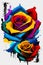 painting of a multicolored rose on a white background, vivid colors, vibrant colors