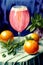 A Painting Of Oranges And A Wine Glass On A Table. Generative AI