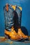 A painting of a pair of cowboy boots