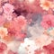 Painting of pink clouds, flowers, and skies in a dreamlike illustration (tiled)