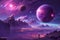 a painting of a planet with a purple planet in the background Chronicles of the Purple Sphere