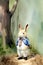 A Painting Of A Rabbit With A Bow Tie. Generative AI