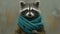 A painting of a raccoon wearing a scarf and jacket, AI