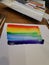Painting a rainbow with aquarel