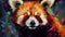 Painting of a red panda colorful art - Generative AI