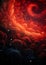 a painting of a red swirl in the sky Dazzling Galactic Core in Crimson Red with Revolving patterns