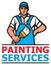 Painting services design professional painter holding a paint brush vector illustration