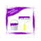 Painting Services Logo. Frame of Violet Paint Strokes on White Background. Roller with violet paint and bucket