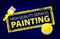 Painting Services Logo. Stamp of Painting Services on blue background. High quality service logo. Set of repair tools