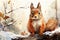 A painting of a squirrel. Cute critter in an enchanted forest.