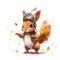 A painting of a squirrel wearing a helmet. Generative AI image.