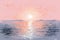 a painting of the sun setting over the ocean