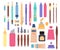 Painting supplies. Artists tools and art paint instruments. Equipment for drawing, brushes pencil, watercolors palette