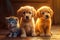 A painting of three puppies in a field Ai generative