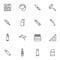 Painting tool line icons set