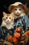 A painting of two cats in a hat, AI