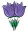 Painting of two violet flowers, vector or color illustration