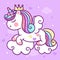 Painting Unicorn flat princess Pegasus sleep pony cartoon on cloud animal habitat fairy kawaii illustration