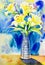 Painting watercolor colorful of beauty bouquet lilly flowers.