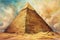 Painting of a watercolor drawing of Pyramid of Cheops.